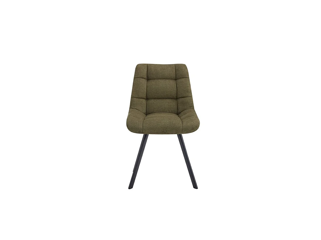 Lot de 2 chaises VELMIA – Tissu vert olive – Pieds métal – Design compact – Élégance naturelle et contemporaine