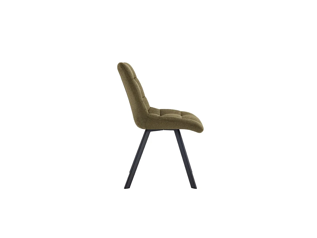 Lot de 2 chaises VELMIA – Tissu vert olive – Pieds métal – Design compact – Élégance naturelle et contemporaine