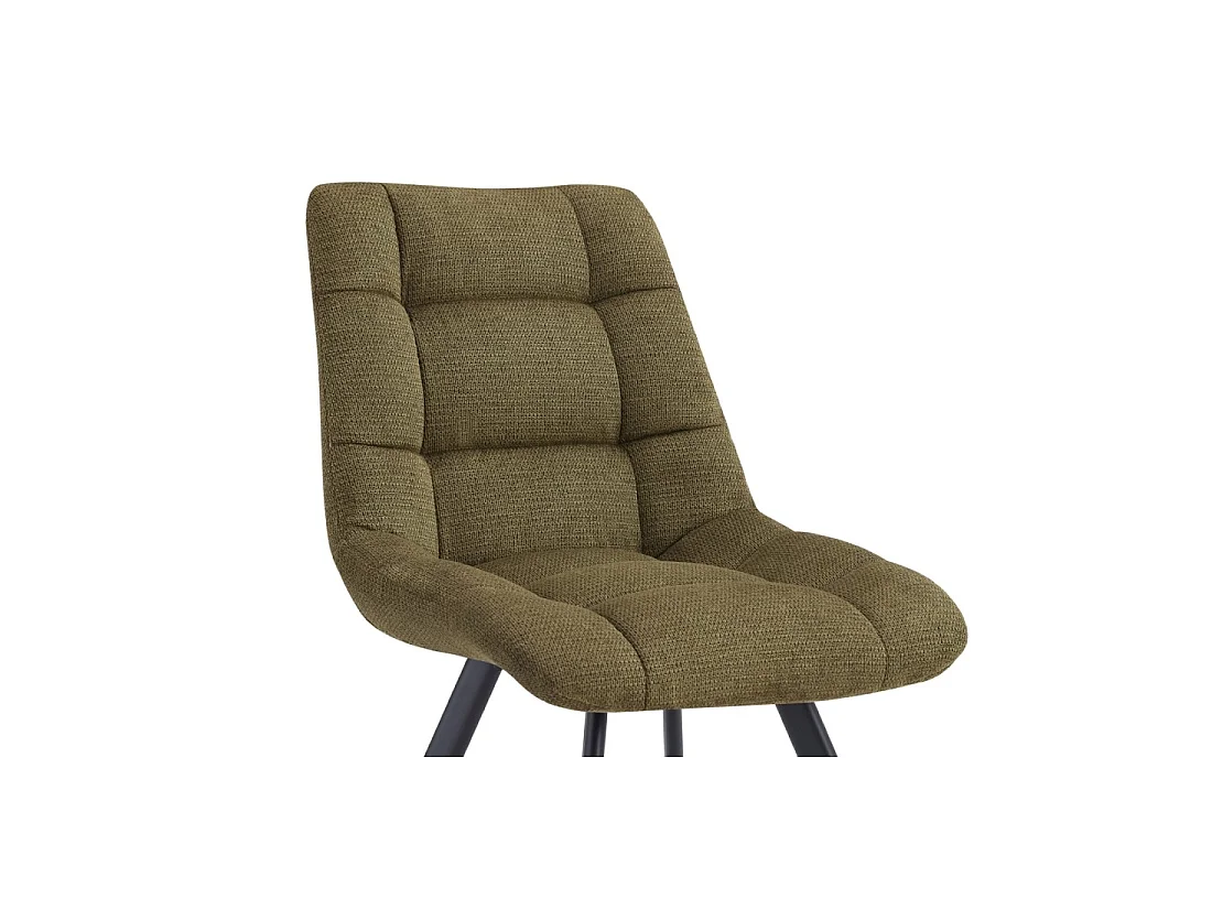 Lot de 2 chaises VELMIA – Tissu vert olive – Pieds métal – Design compact – Élégance naturelle et contemporaine