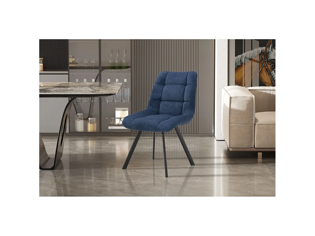 Set van 2 stoelen VELMIA - Oceaanblauwe stof - Metalen poten - Modern design - Verfrissende elegantie