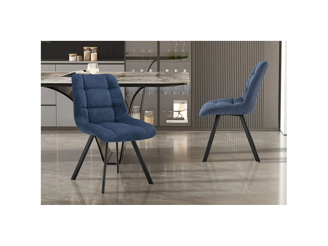 Set van 2 stoelen VELMIA - Oceaanblauwe stof - Metalen poten - Modern design - Verfrissende elegantie
