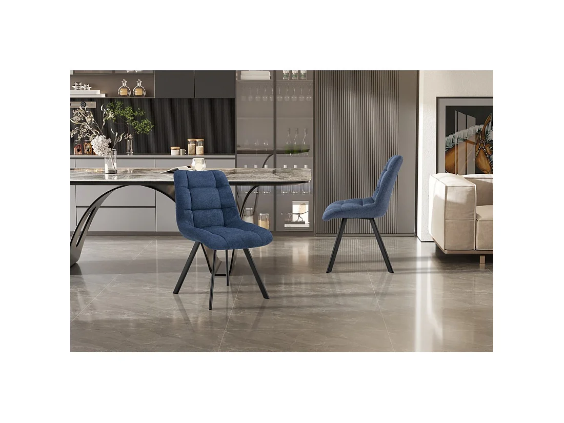 Set van 2 stoelen VELMIA - Oceaanblauwe stof - Metalen poten - Modern design - Verfrissende elegantie