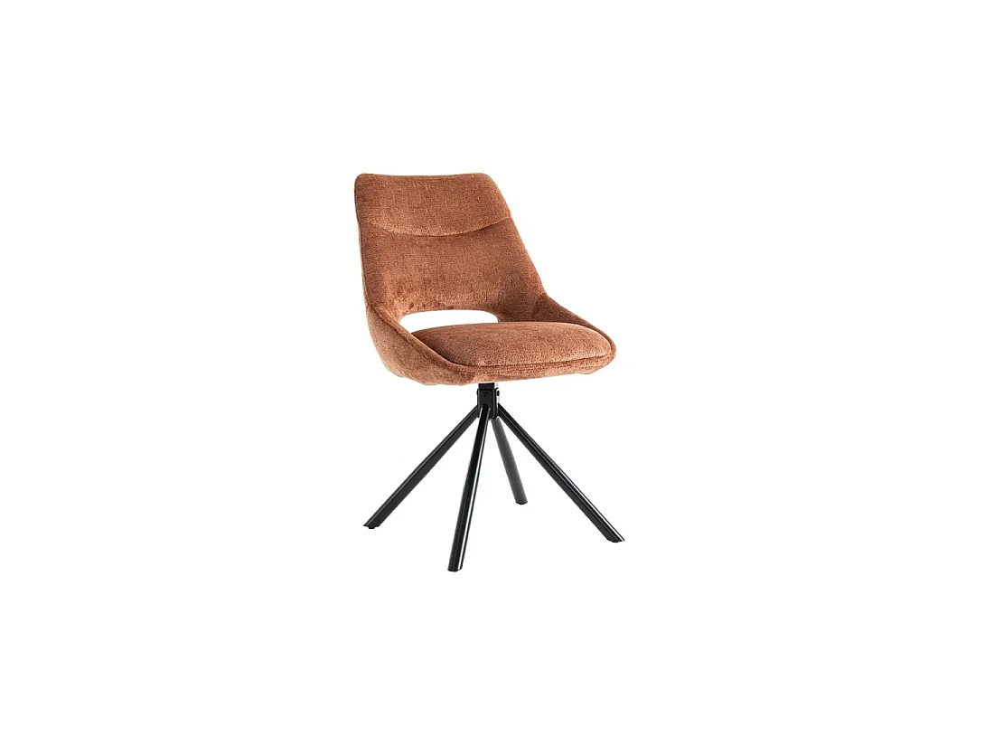 Lot de 2 chaises YUMENA – Tissu rouille – Pieds métal – Design compact – Élégance chaleureuse et moderne