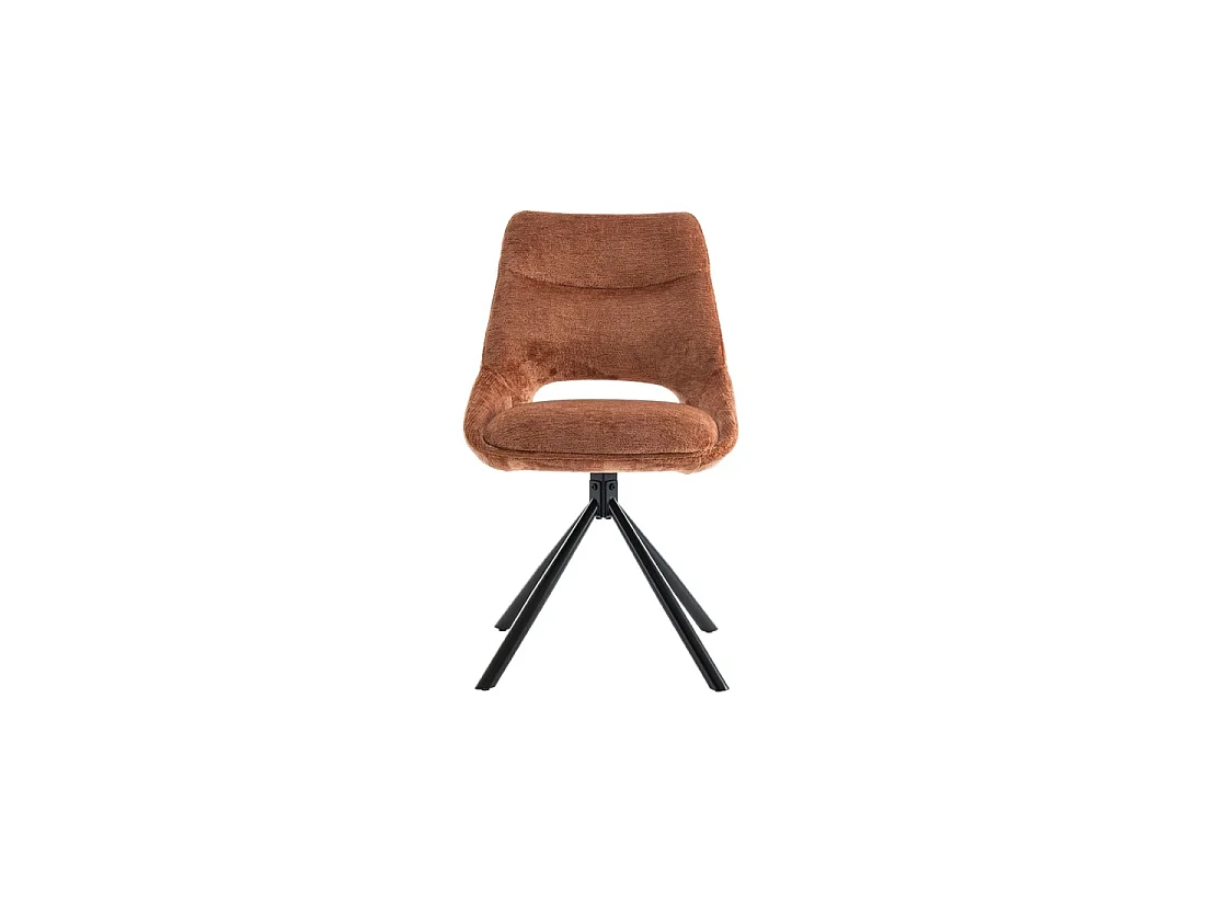 Lot de 2 chaises YUMENA – Tissu rouille – Pieds métal – Design compact – Élégance chaleureuse et moderne