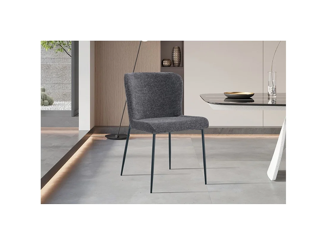 Set van 2 stoelen LISE - Donkergrijze stof - Metalen poten - Modern comfort - Sober en elegant ontwerp