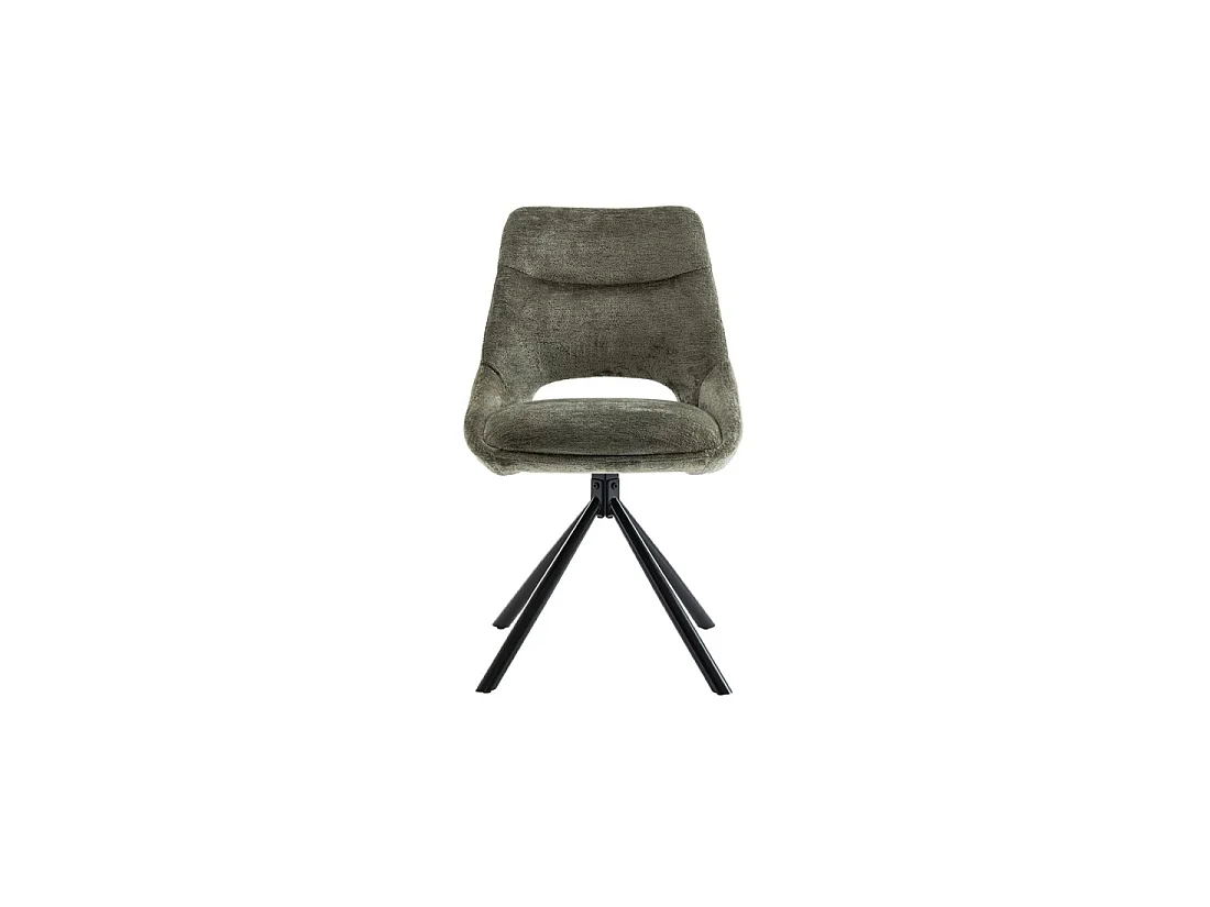 Lot de 2 chaises YUMENA – Tissu vert – Pieds métal – Design compact – Élégance naturelle et robuste