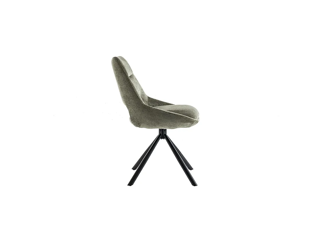 Lot de 2 chaises YUMENA – Tissu vert – Pieds métal – Design compact – Élégance naturelle et robuste
