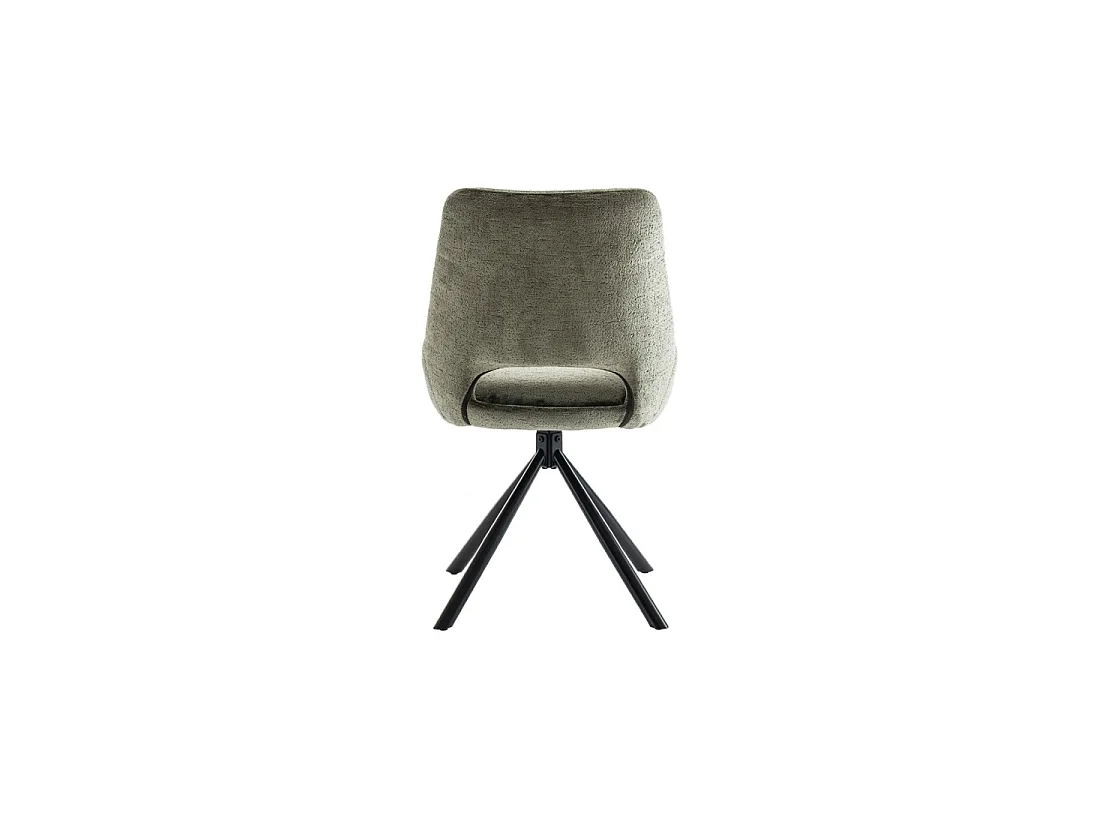 Lot de 2 chaises YUMENA – Tissu vert – Pieds métal – Design compact – Élégance naturelle et robuste