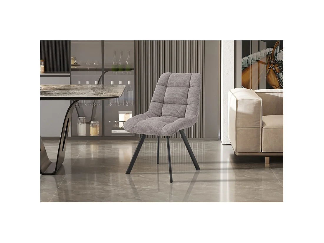 Lot de 2 chaises VELMIA – Tissu gris clair – Pieds métal – Design moderne – Élégance douce et lumineuse