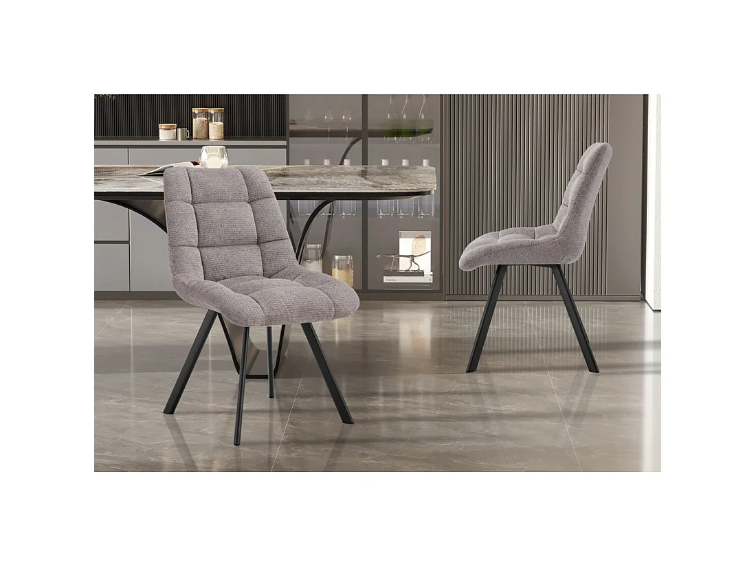 Lot de 2 chaises VELMIA – Tissu gris clair – Pieds métal – Design moderne – Élégance douce et lumineuse