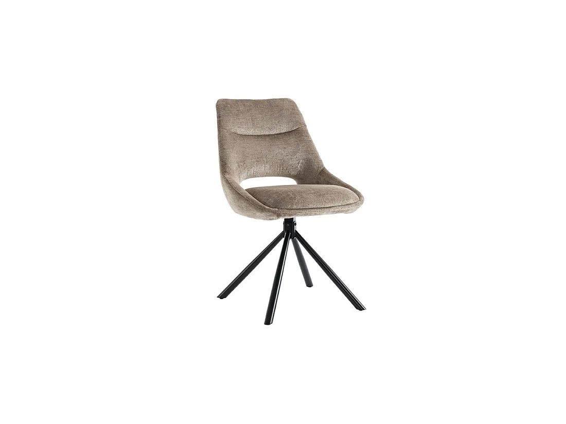 Lot de 2 chaises YUMENA – Tissu taupe – Pieds métal – Design compact – Élégance intemporelle et confortable
