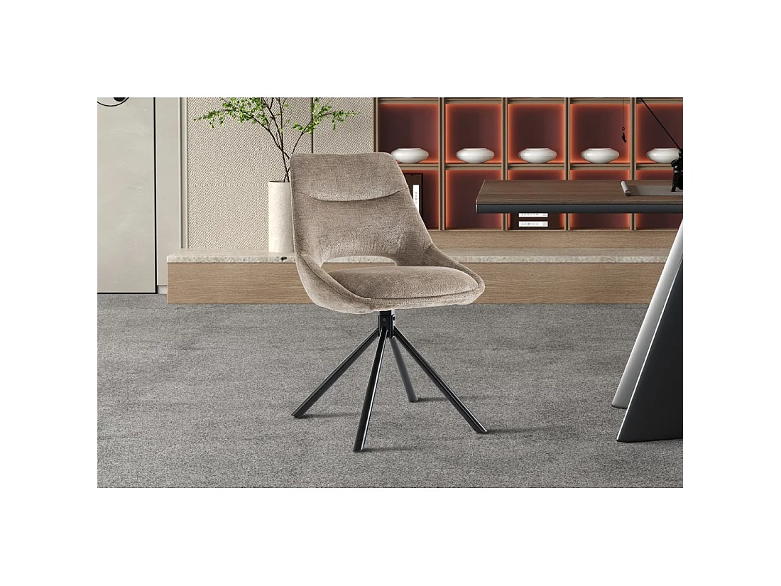 Lot de 2 chaises YUMENA – Tissu taupe – Pieds métal – Design compact – Élégance intemporelle et confortable