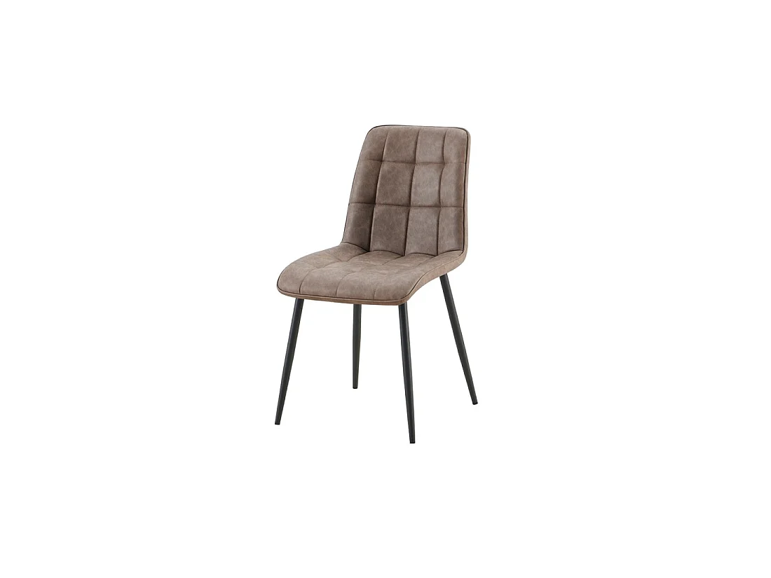 Lote de 4 sillas MIREA – Marrón – Patas de metal – Diseño atemporal – Revestimiento PU fácil de mantener