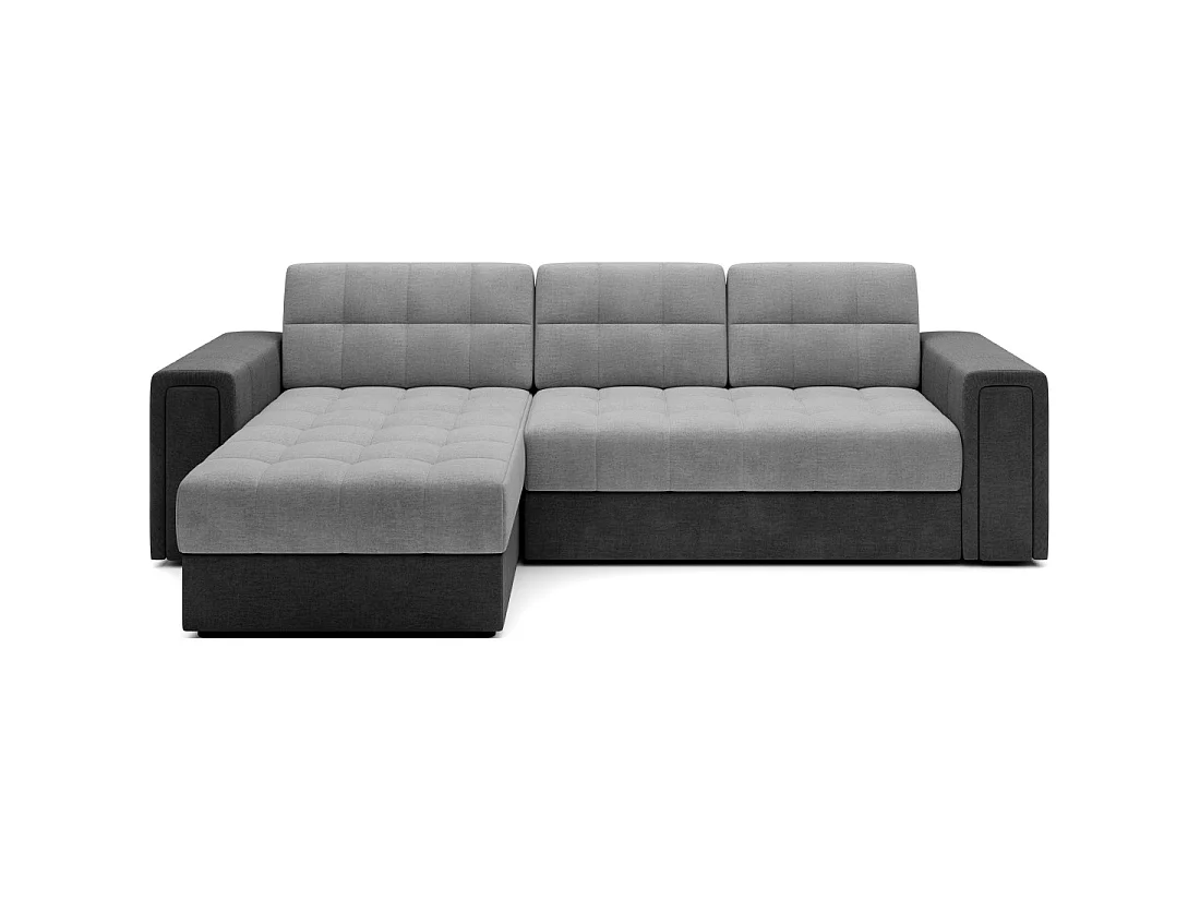 Sofá de esquina convertible KAPITARA gris y negro reversible con cofre de almacenamiento