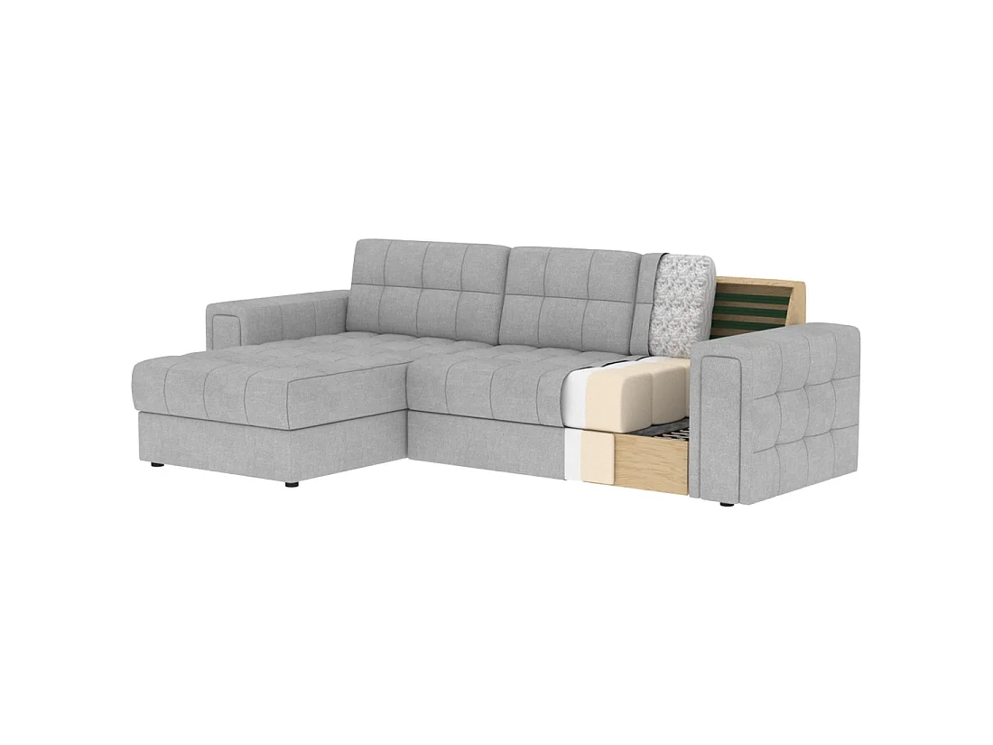 Sofá de esquina convertible KAPITARA gris y negro reversible con cofre de almacenamiento