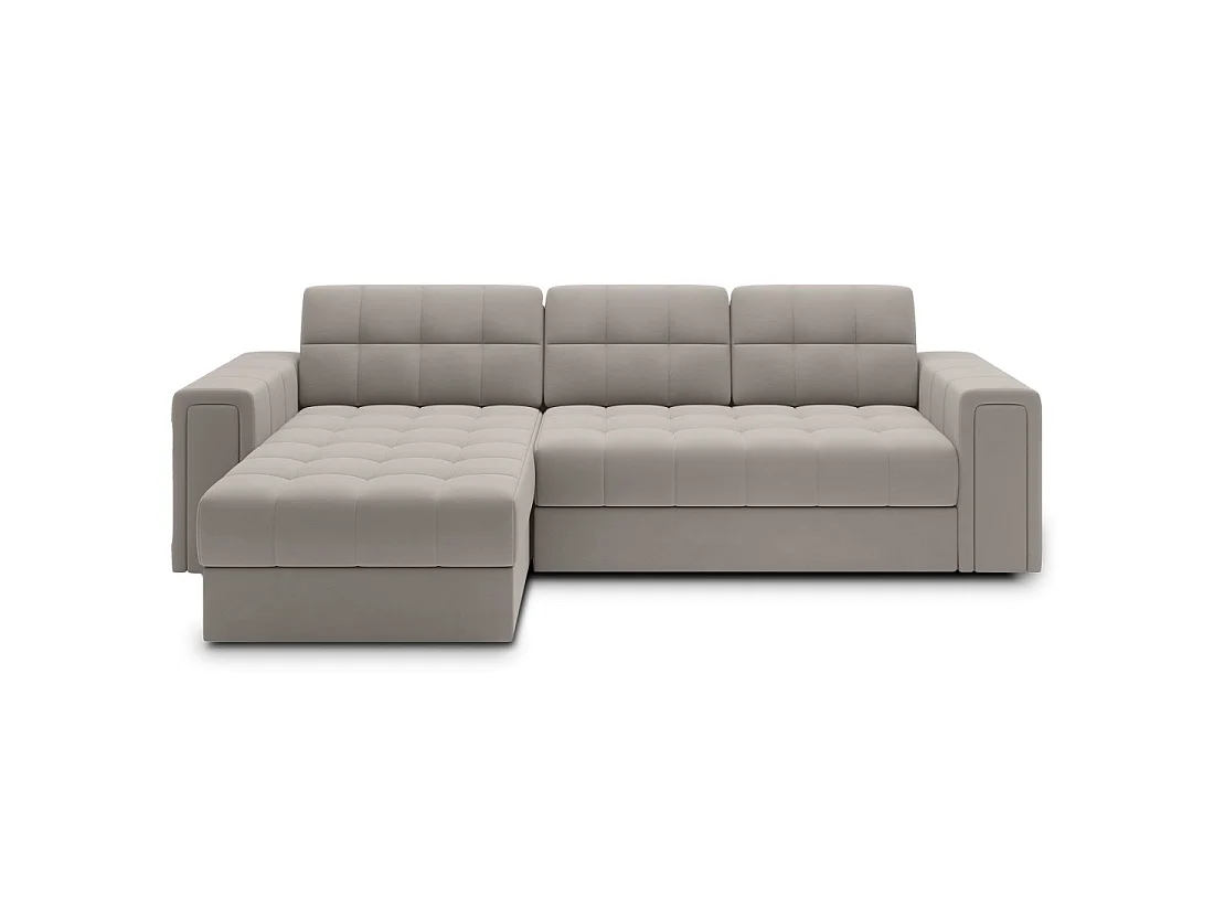 Sofá de esquina convertible KAPITARA beige reversible con baúl de almacenamiento