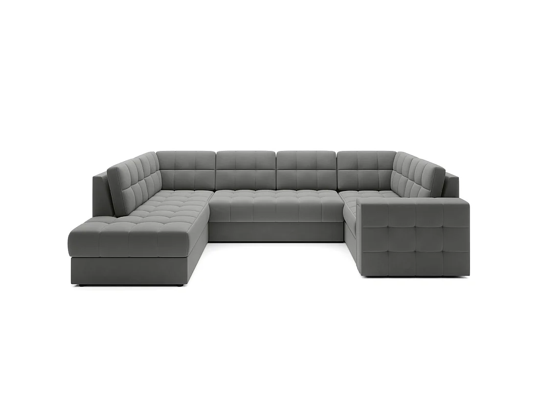 Sofá de esquina convertible MONTEZA gris izquierdo 299 cm con almacenamiento y cama