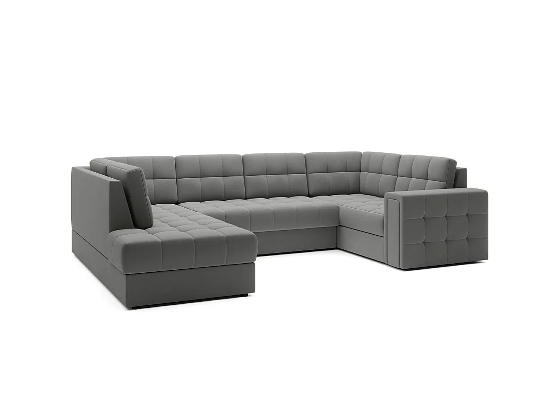 Sofá de esquina convertible MONTEZA gris izquierdo 299 cm con almacenamiento y cama