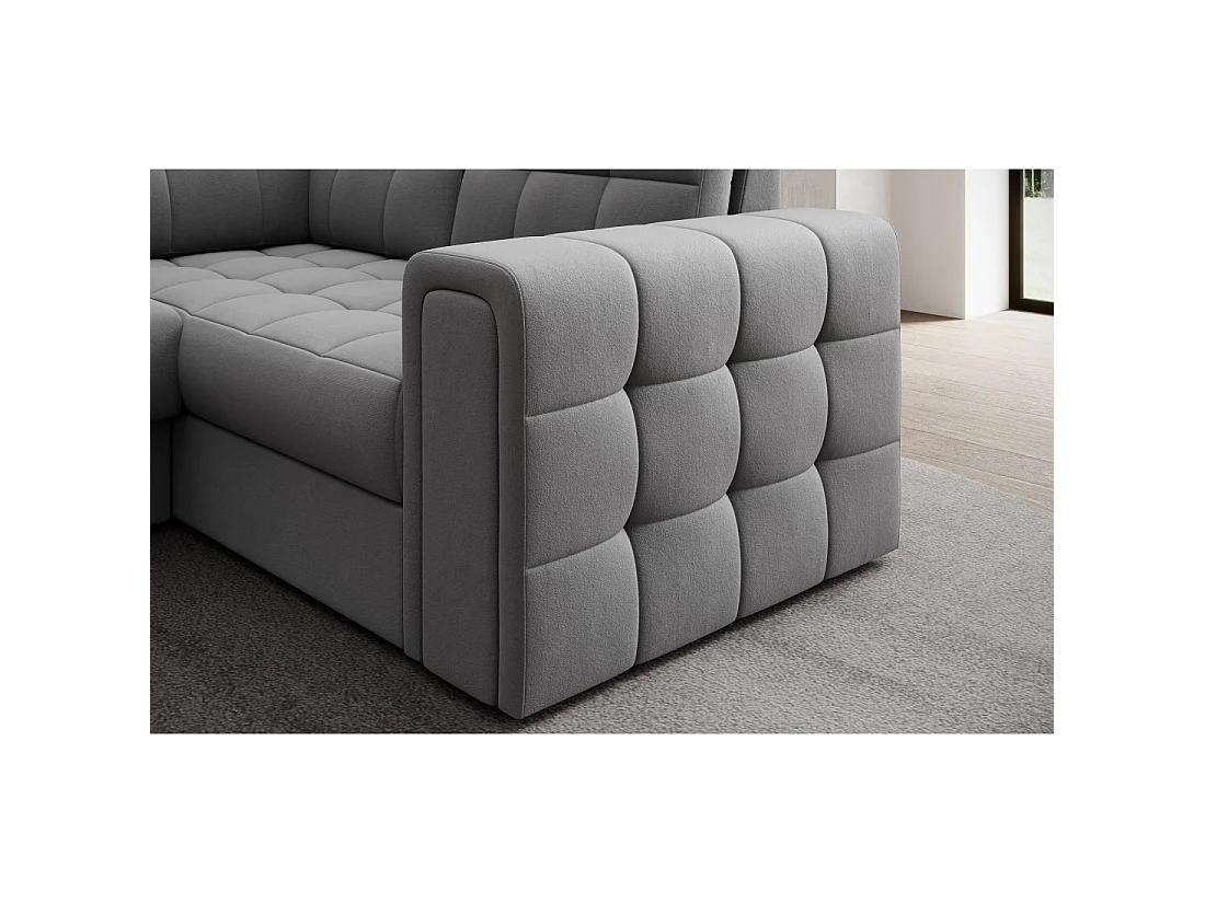 Sofá de esquina convertible MONTEZA gris izquierdo 299 cm con almacenamiento y cama