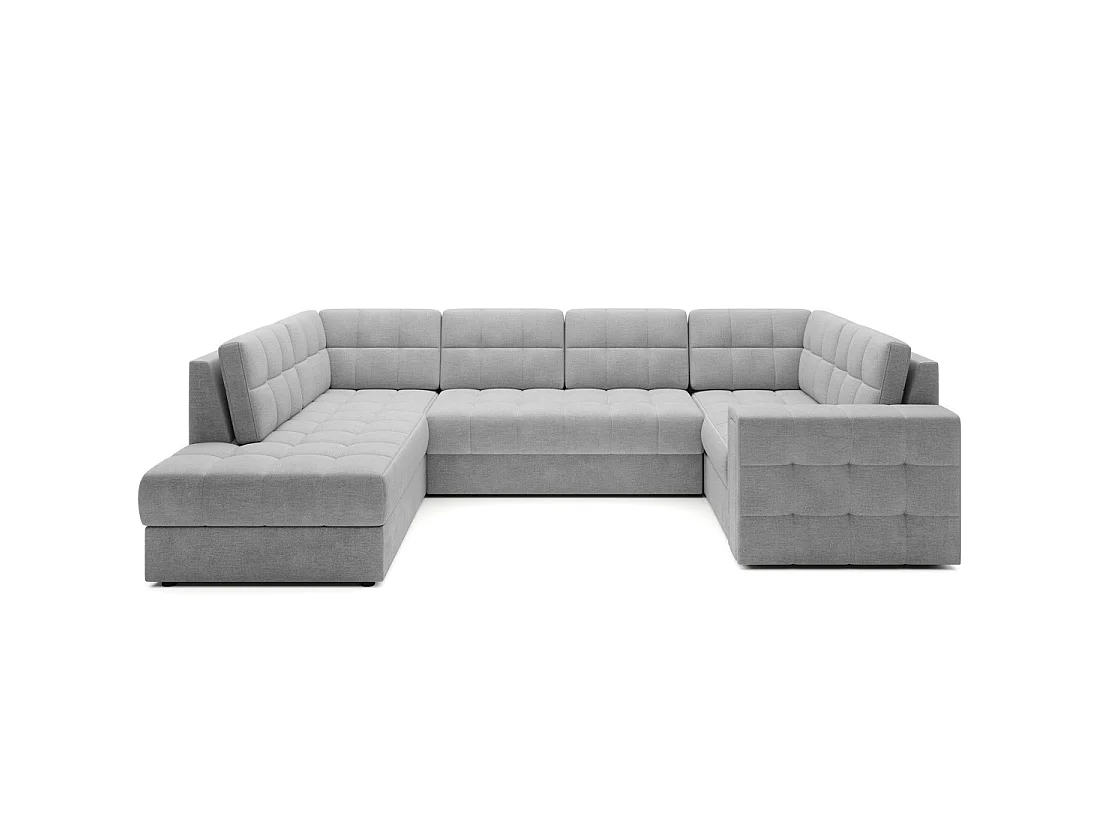 Sofá de esquina convertible MONTEZA gris izquierdo 299 cm con almacenamiento y cama
