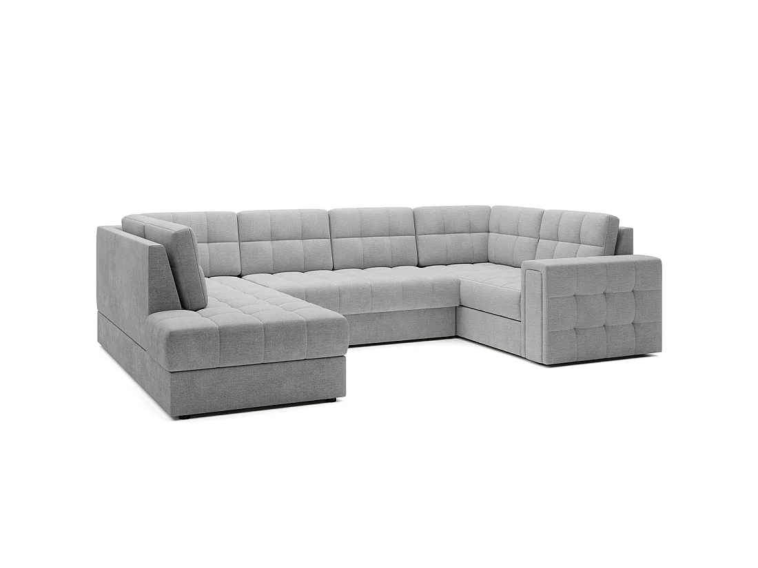 Sofá de esquina convertible MONTEZA gris izquierdo 299 cm con almacenamiento y cama