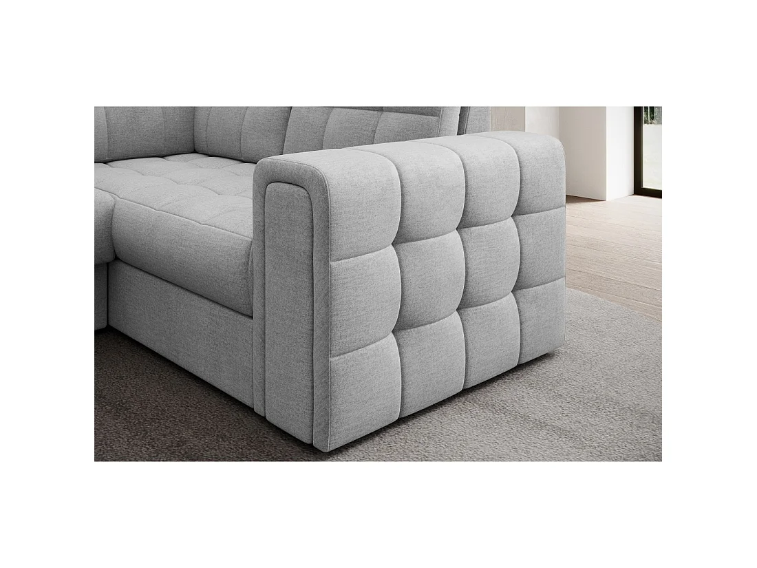 Sofá de esquina convertible MONTEZA gris izquierdo 299 cm con almacenamiento y cama
