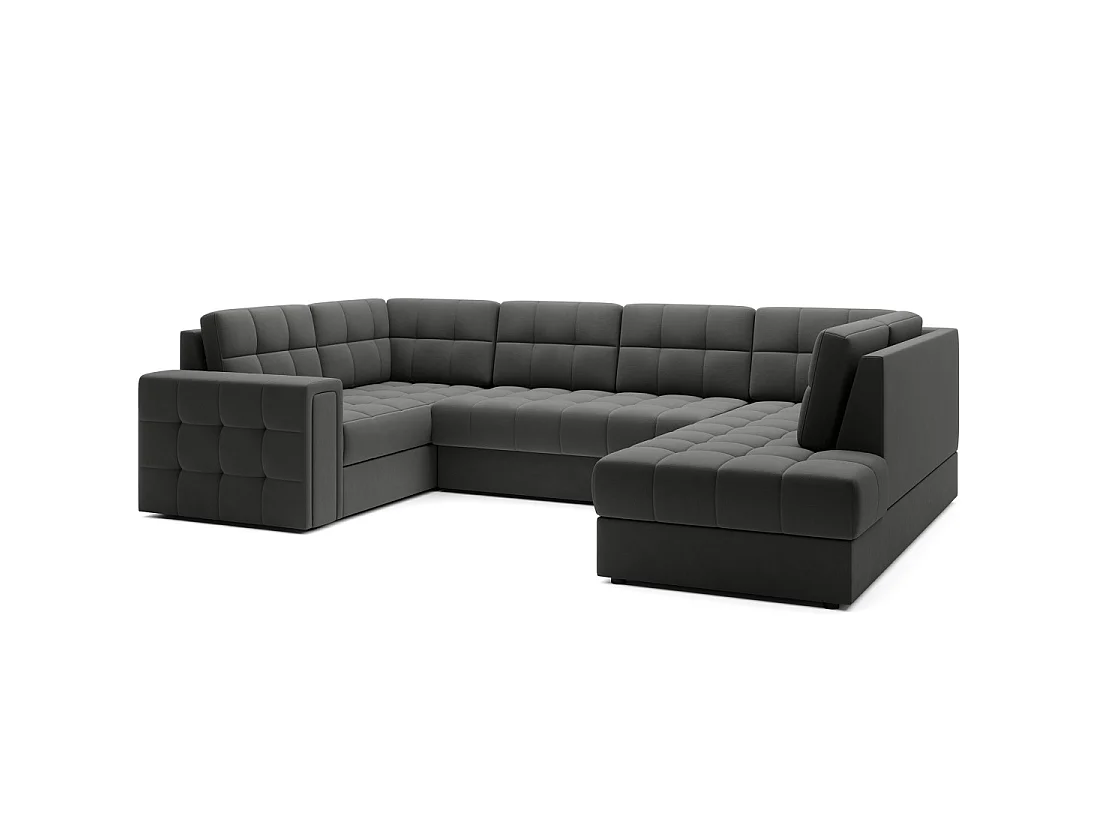 Sofá de esquina convertible MONTEZA gris oscuro 299 cm con almacenamiento y cama
