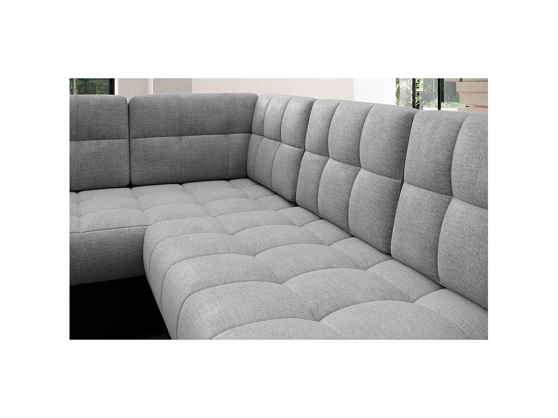 Canapé d'angle convertible MONTEZA noir et gris 299 cm avec coffre et couchage