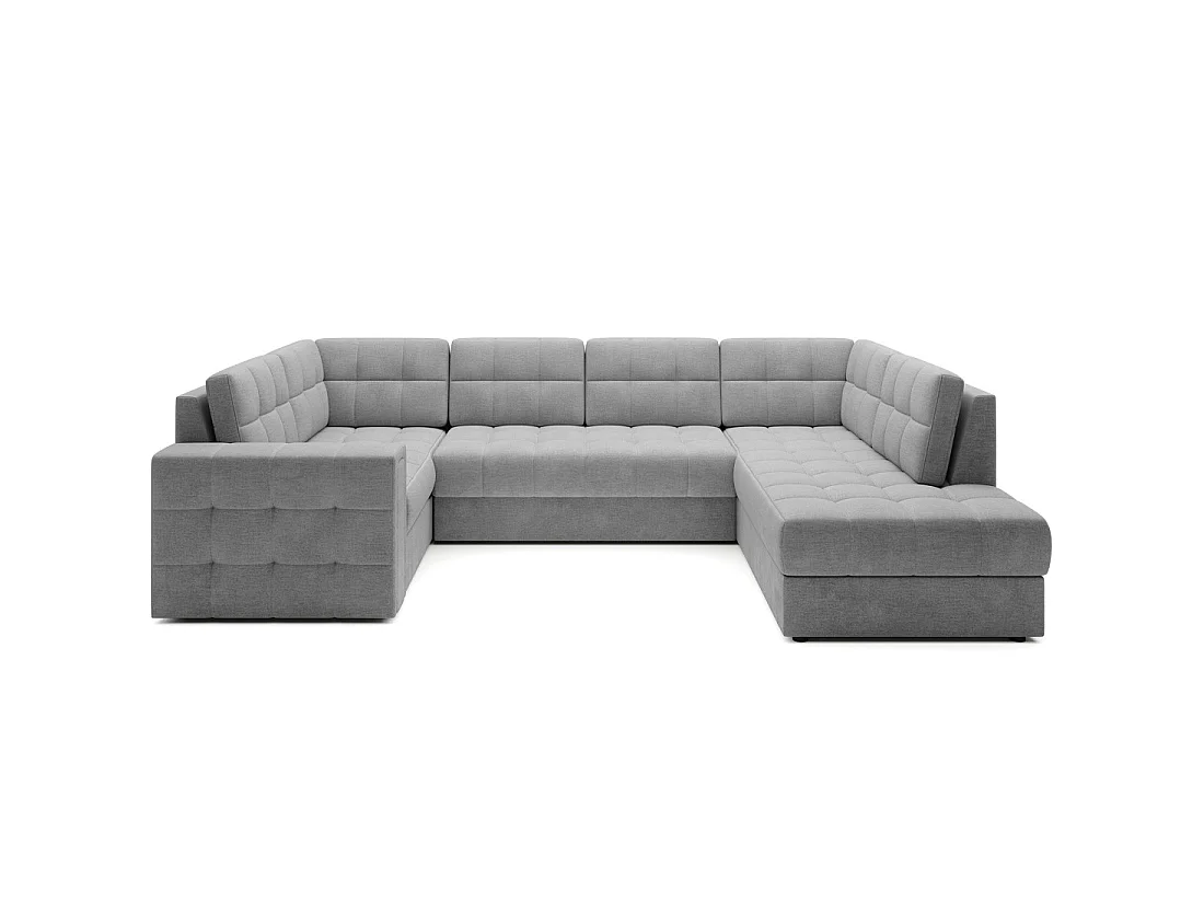 Canapé d'angle convertible MONTEZA gris 299 cm avec coffre et couchage