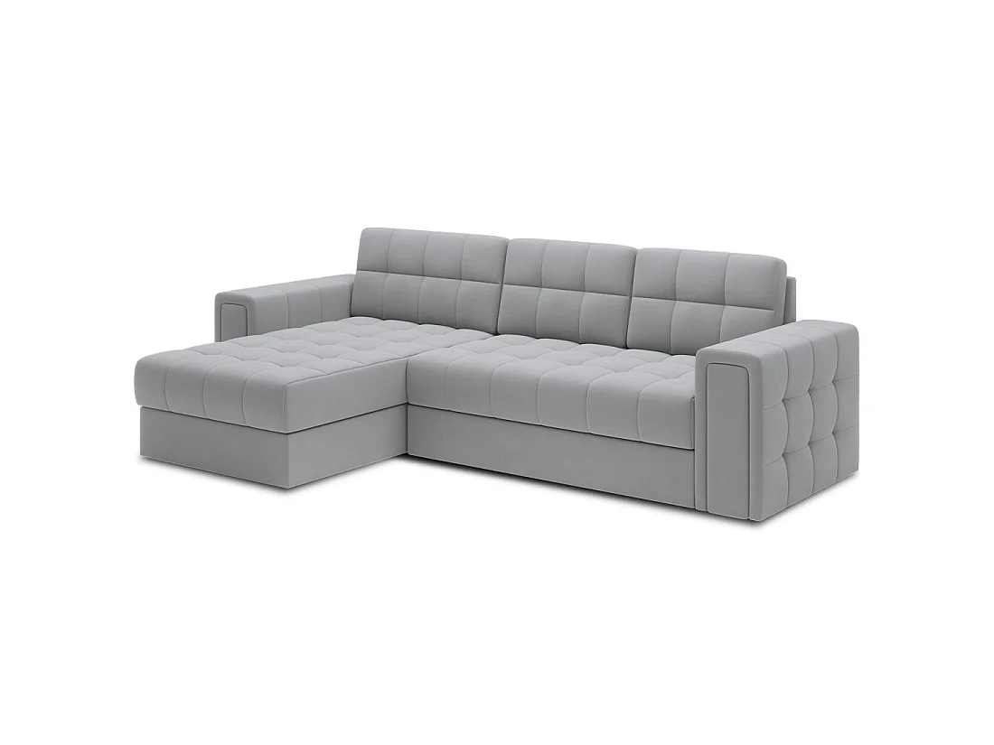 Canapé d'angle convertible KAPITARA gris réversible avec coffre de rangement