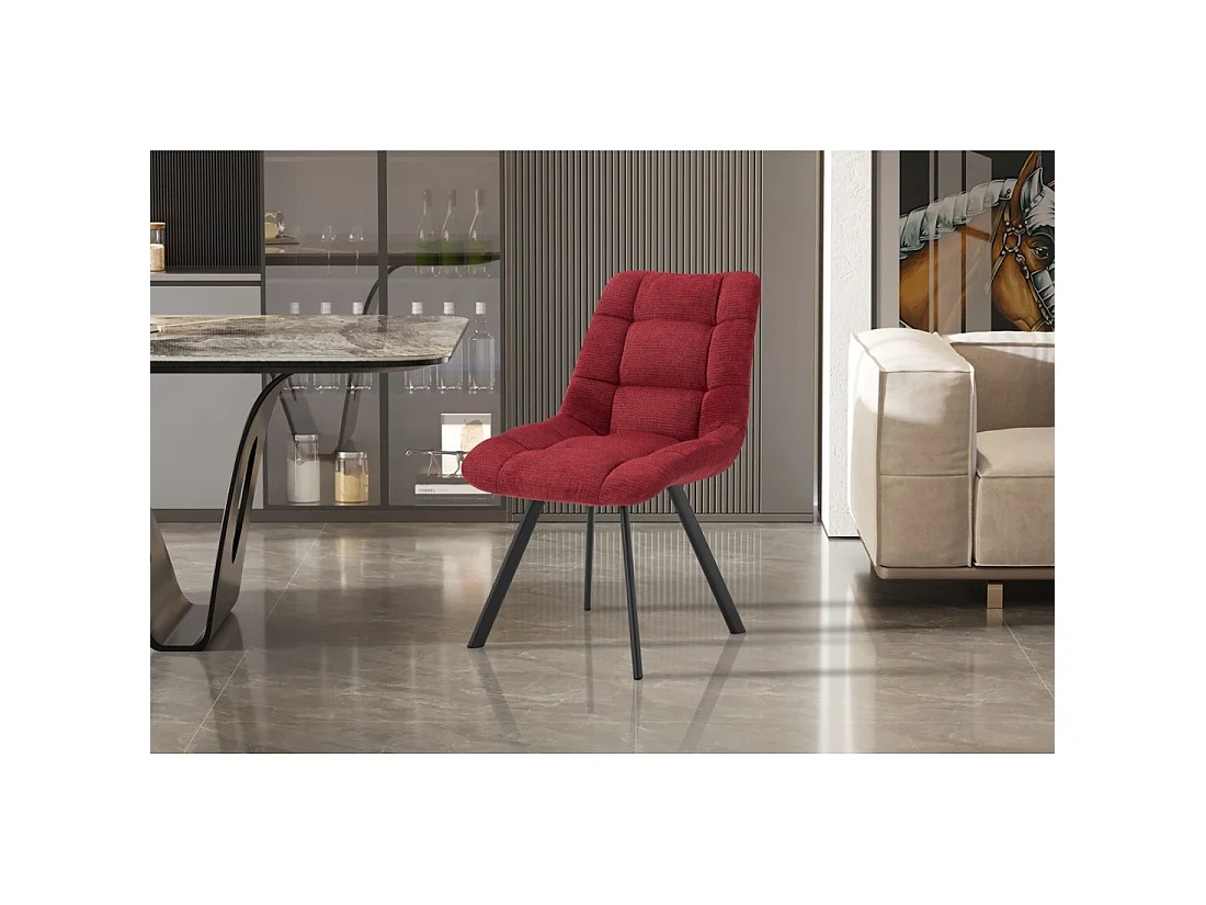 Set van 2 VELMIA-stoelen - Rode stof - Metalen poten - Gedurfd ontwerp - Compact en robuust comfort