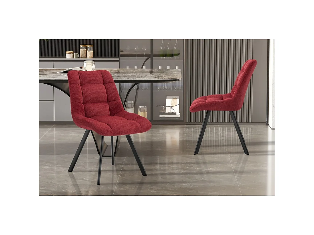Set van 2 VELMIA-stoelen - Rode stof - Metalen poten - Gedurfd ontwerp - Compact en robuust comfort