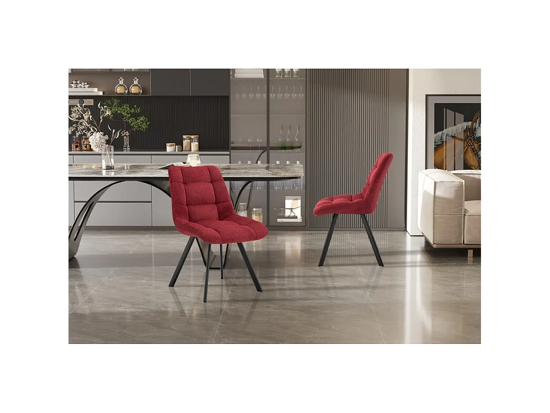 Set van 2 VELMIA-stoelen - Rode stof - Metalen poten - Gedurfd ontwerp - Compact en robuust comfort