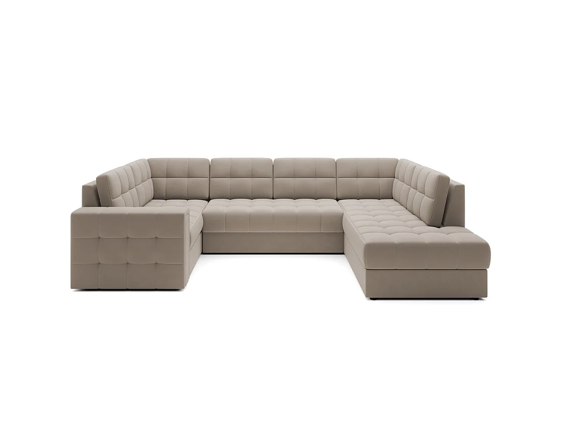 Canapé d'angle convertible MONTEZA beige 299 cm avec coffre et couchage