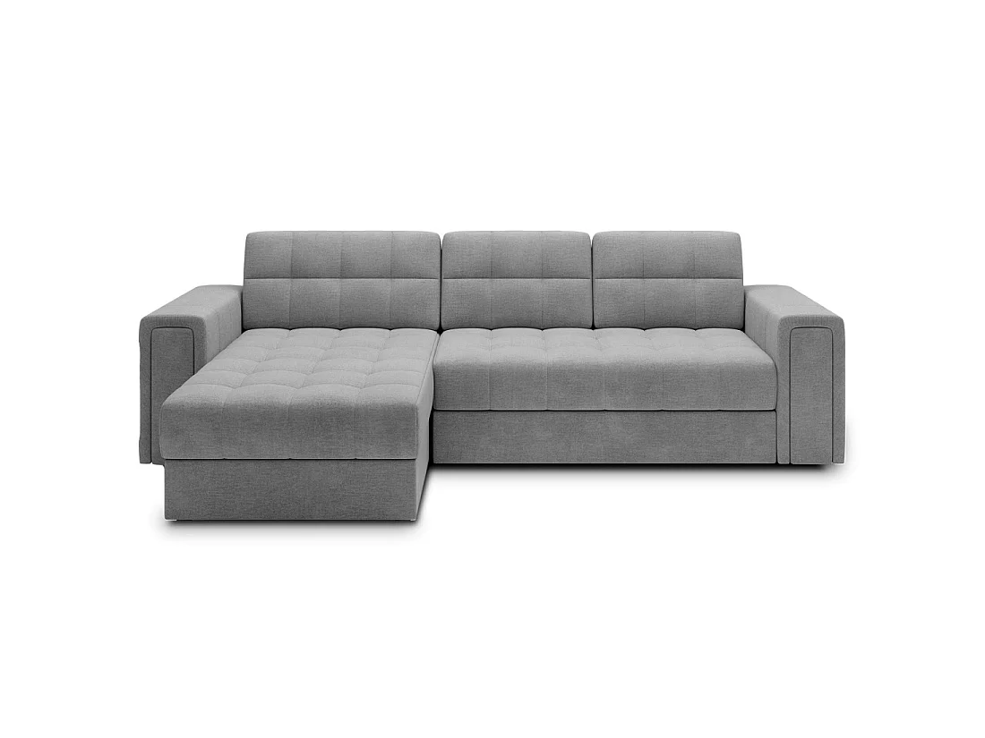 Sofá esquinero convertible KAPITARA gris reversible con baúl de almacenamiento