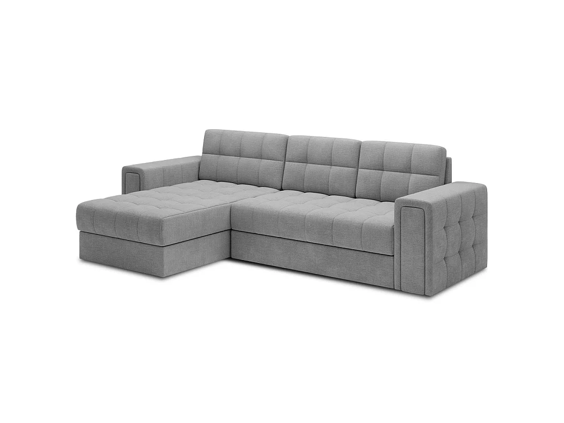 Sofá esquinero convertible KAPITARA gris reversible con baúl de almacenamiento