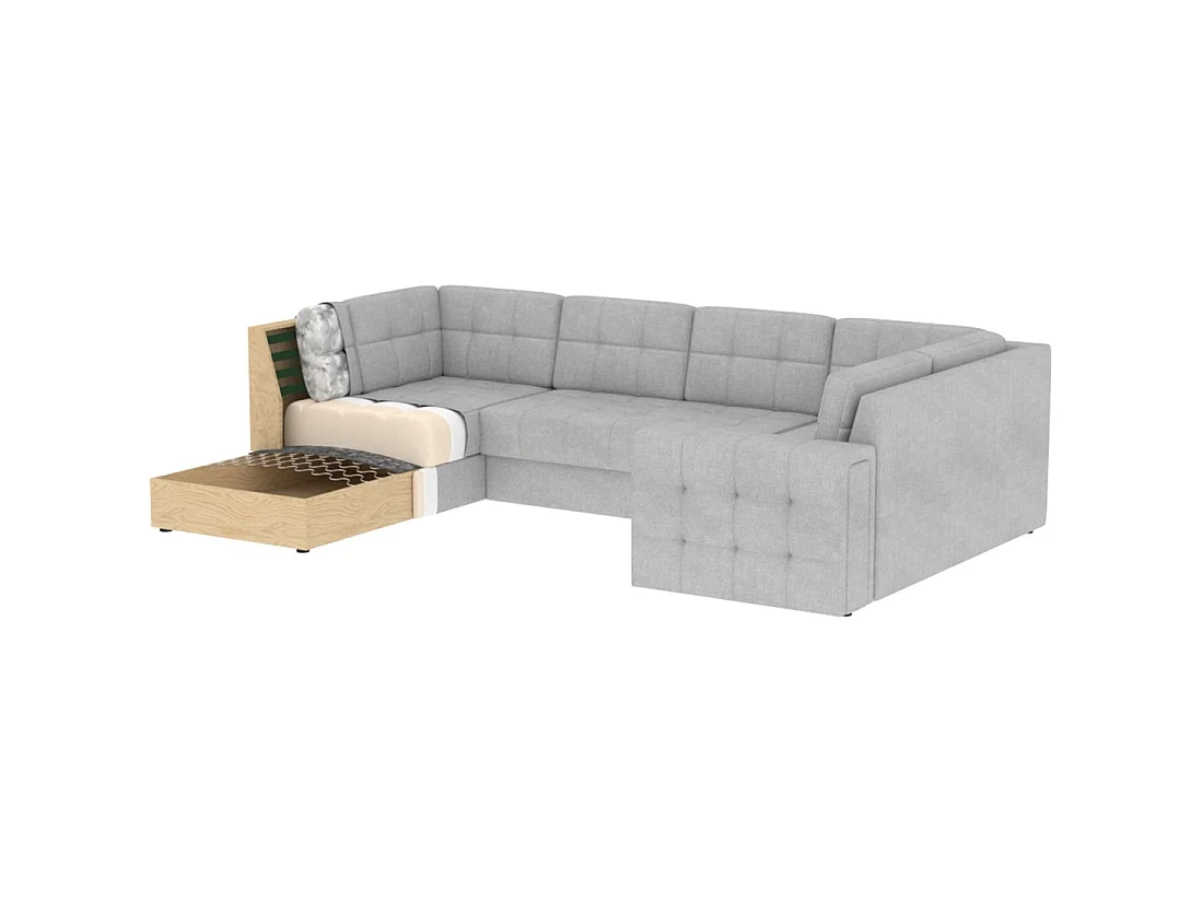 Sofá esquinero convertible MONTEZA gris oscuro izquierdo 299 cm con almacenamiento y cama