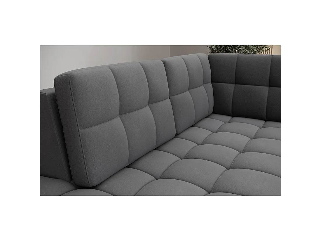 Sofá esquinero convertible MONTEZA gris oscuro izquierdo 299 cm con almacenamiento y cama
