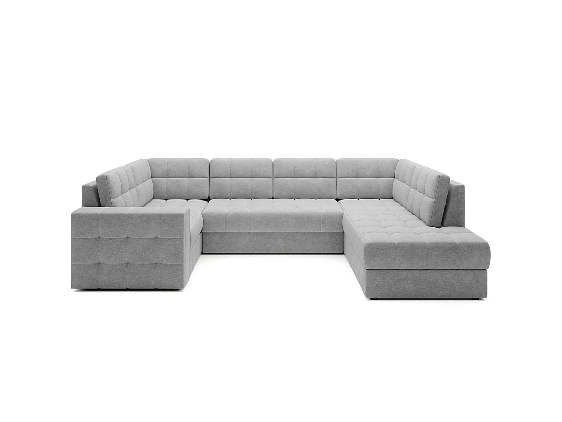 Canapé d'angle convertible MONTEZA gris 299 cm avec coffre et couchage