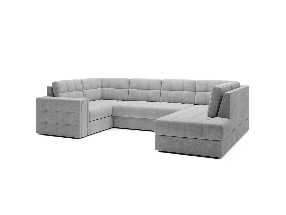 Canapé d'angle convertible MONTEZA gris 299 cm avec coffre et couchage