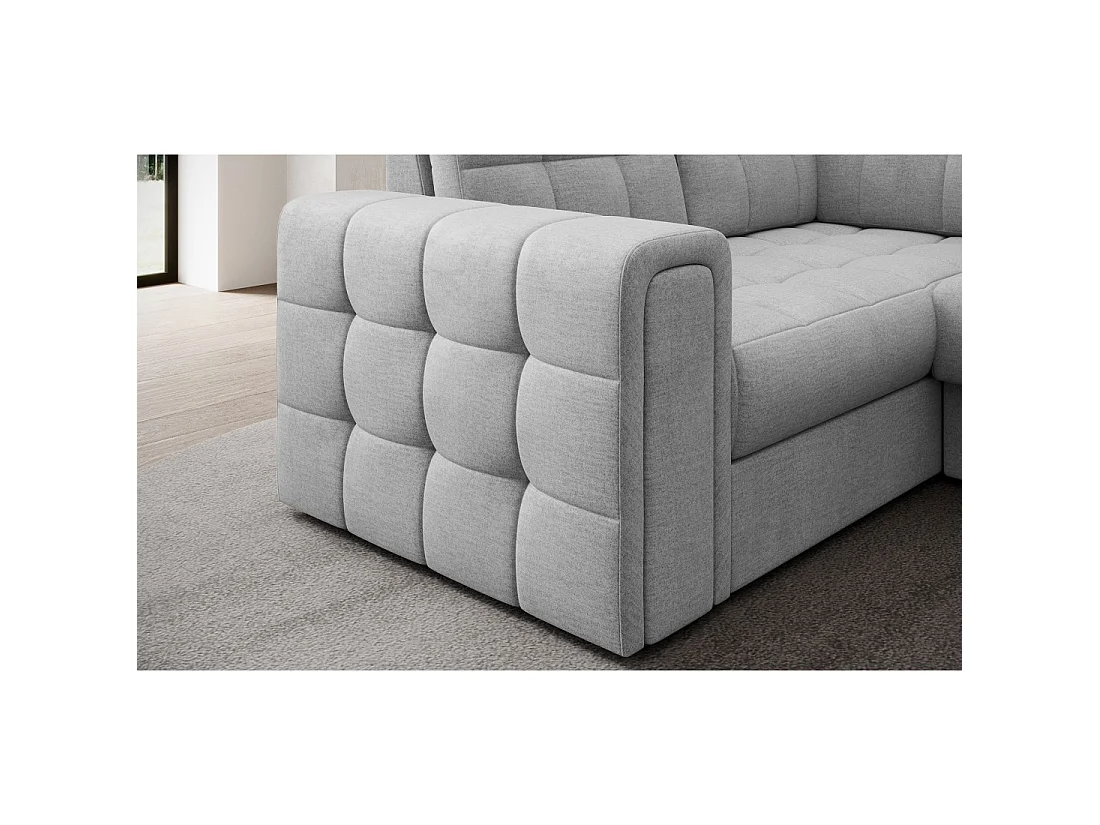Canapé d'angle convertible MONTEZA gris 299 cm avec coffre et couchage