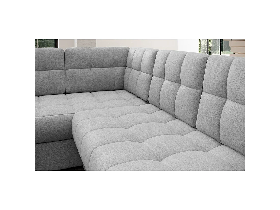 Canapé d'angle convertible MONTEZA gris 299 cm avec coffre et couchage