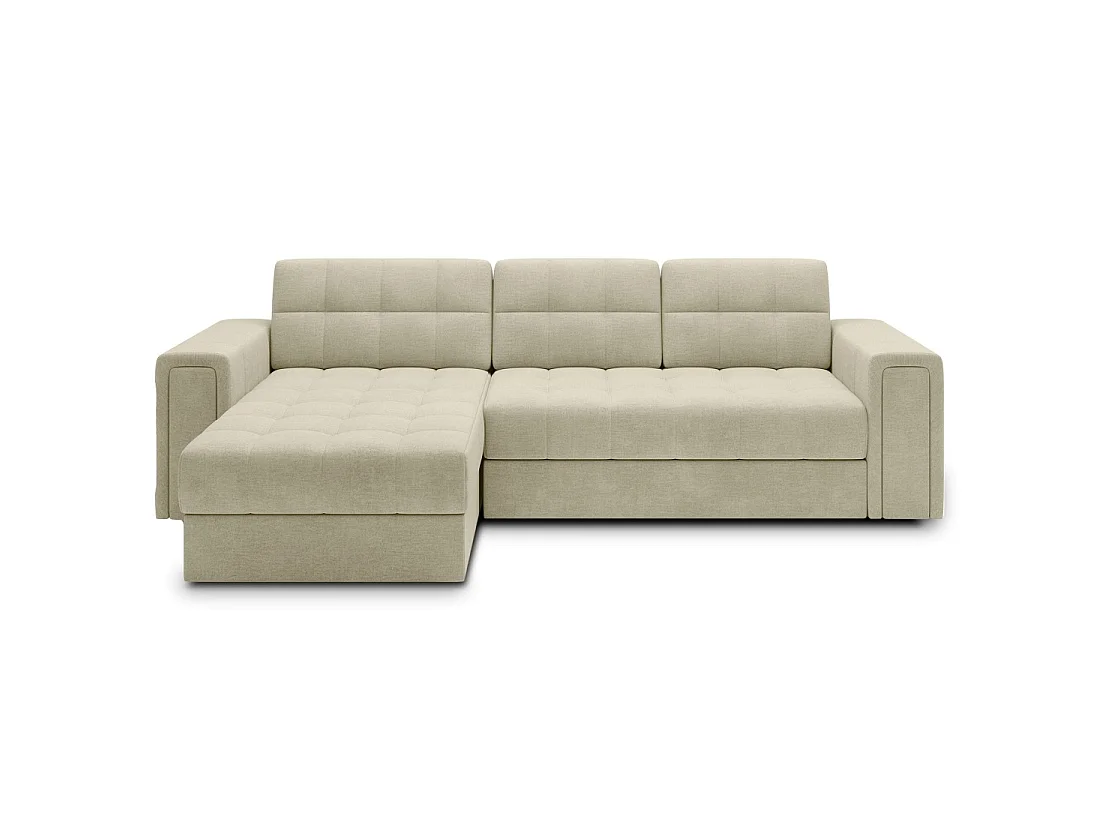 Canapé d'angle convertible KAPITARA beige réversible avec coffre de rangement