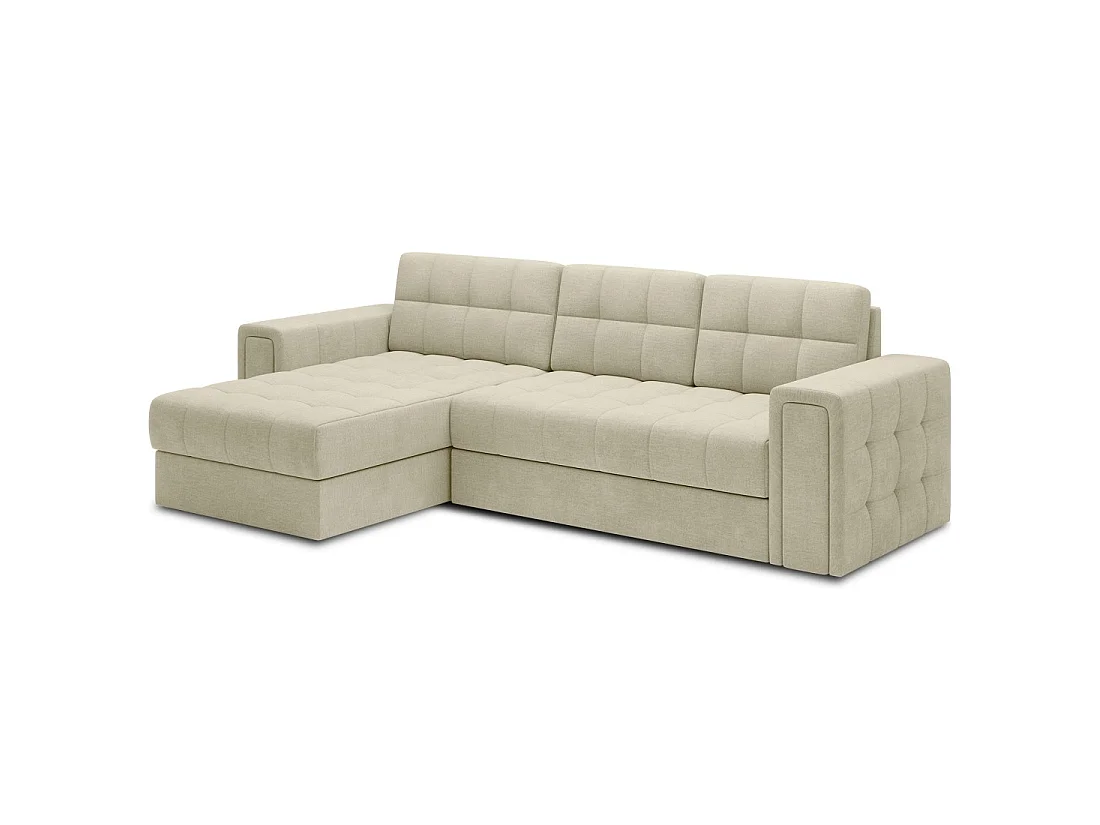 Canapé d'angle convertible KAPITARA beige réversible avec coffre de rangement