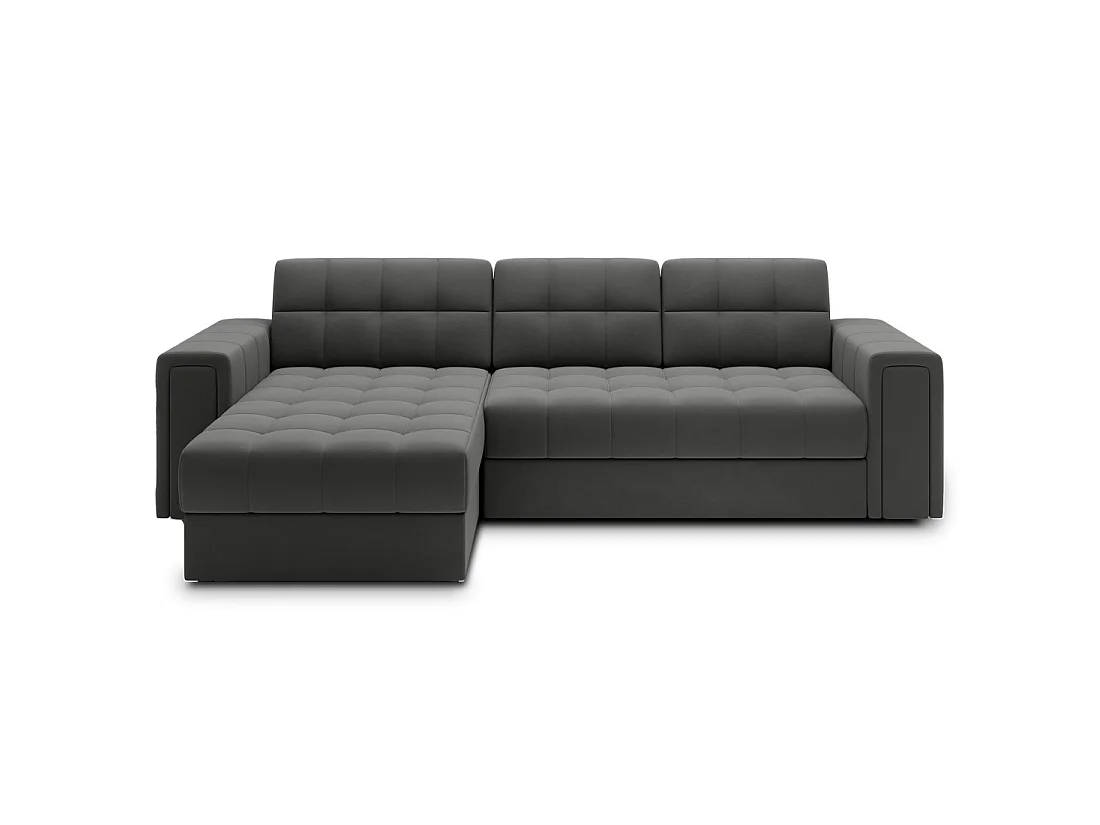 Sofá esquinero convertible KAPITARA en gris oscuro reversible con cofre de almacenamiento