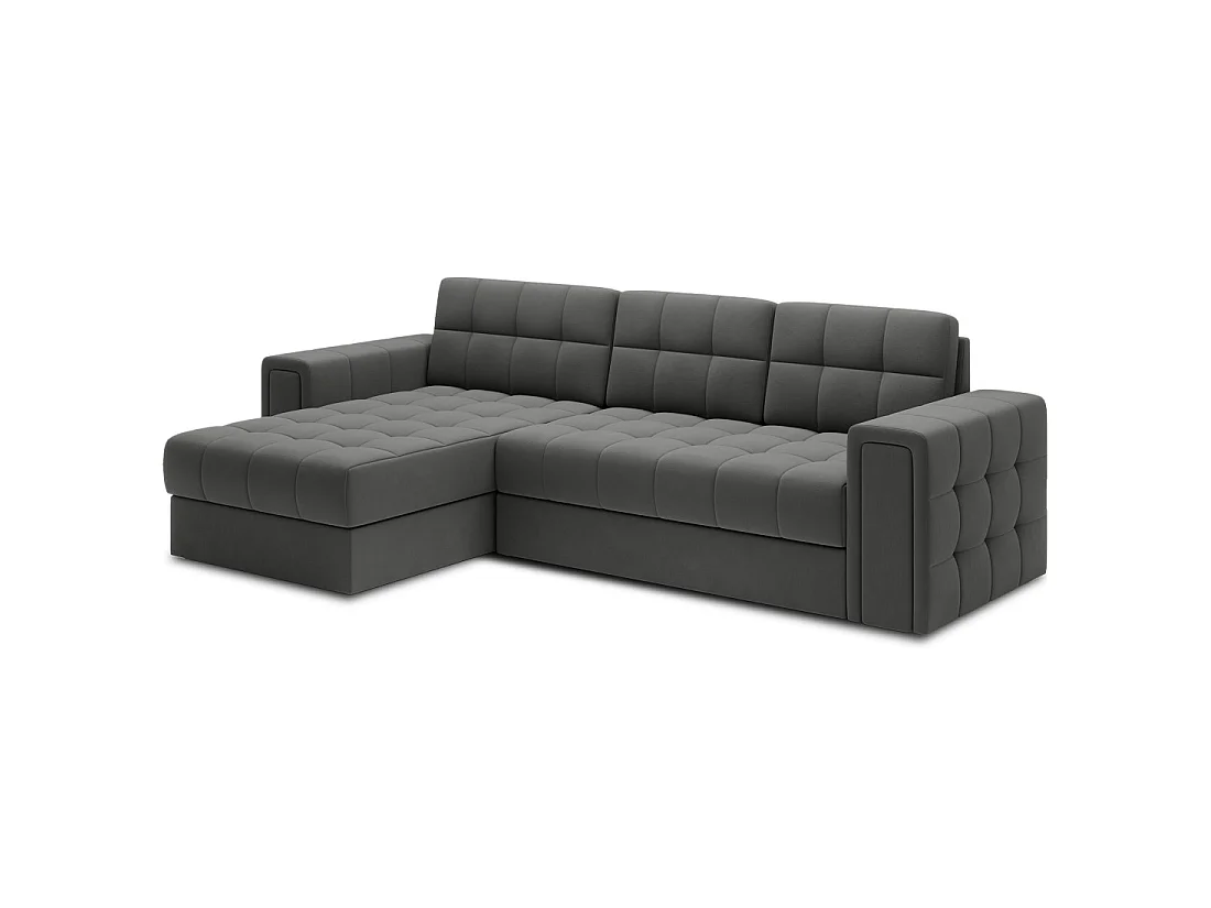 Sofá esquinero convertible KAPITARA en gris oscuro reversible con cofre de almacenamiento