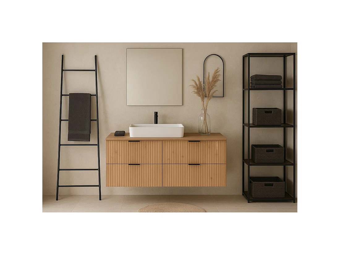 Mobile sottolavabo NOXERA 120 cm con piano per lavabo – Rovere wotan