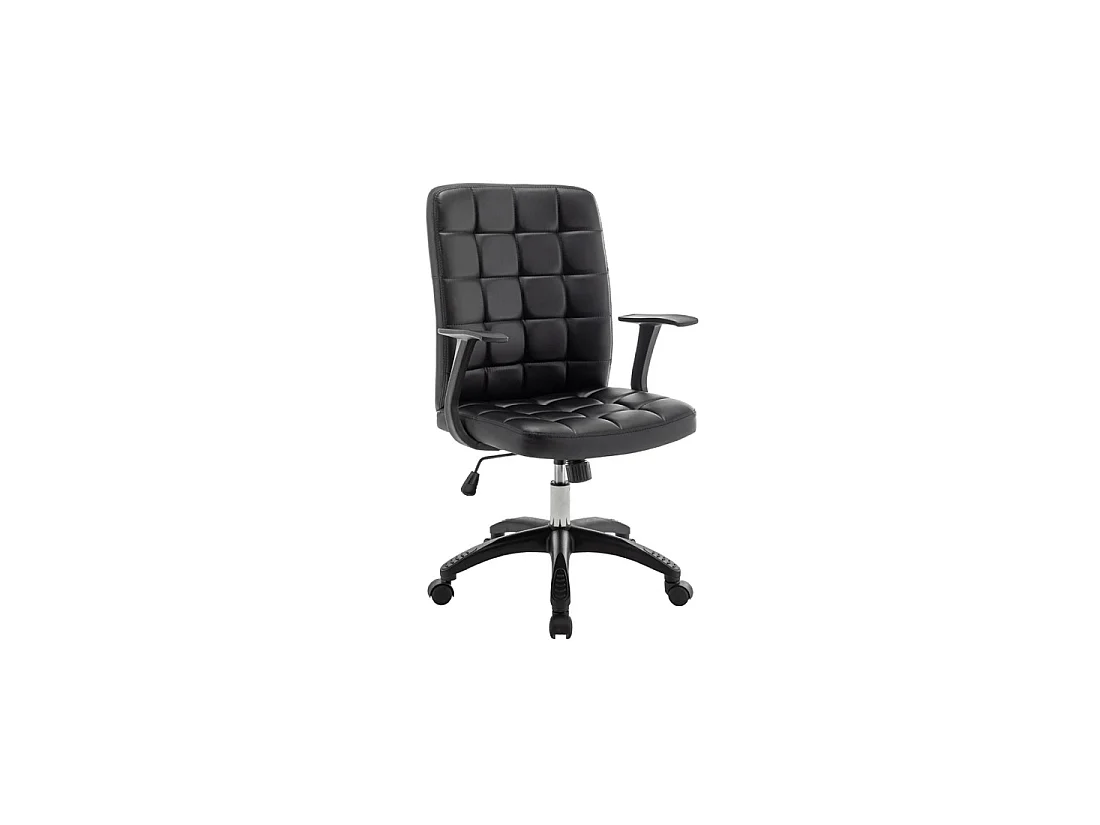 Chaise de bureau KARDEN – Tissu noir – Accoudoirs – Pivotante – Pieds métal – Style ergonomique et contemporain
