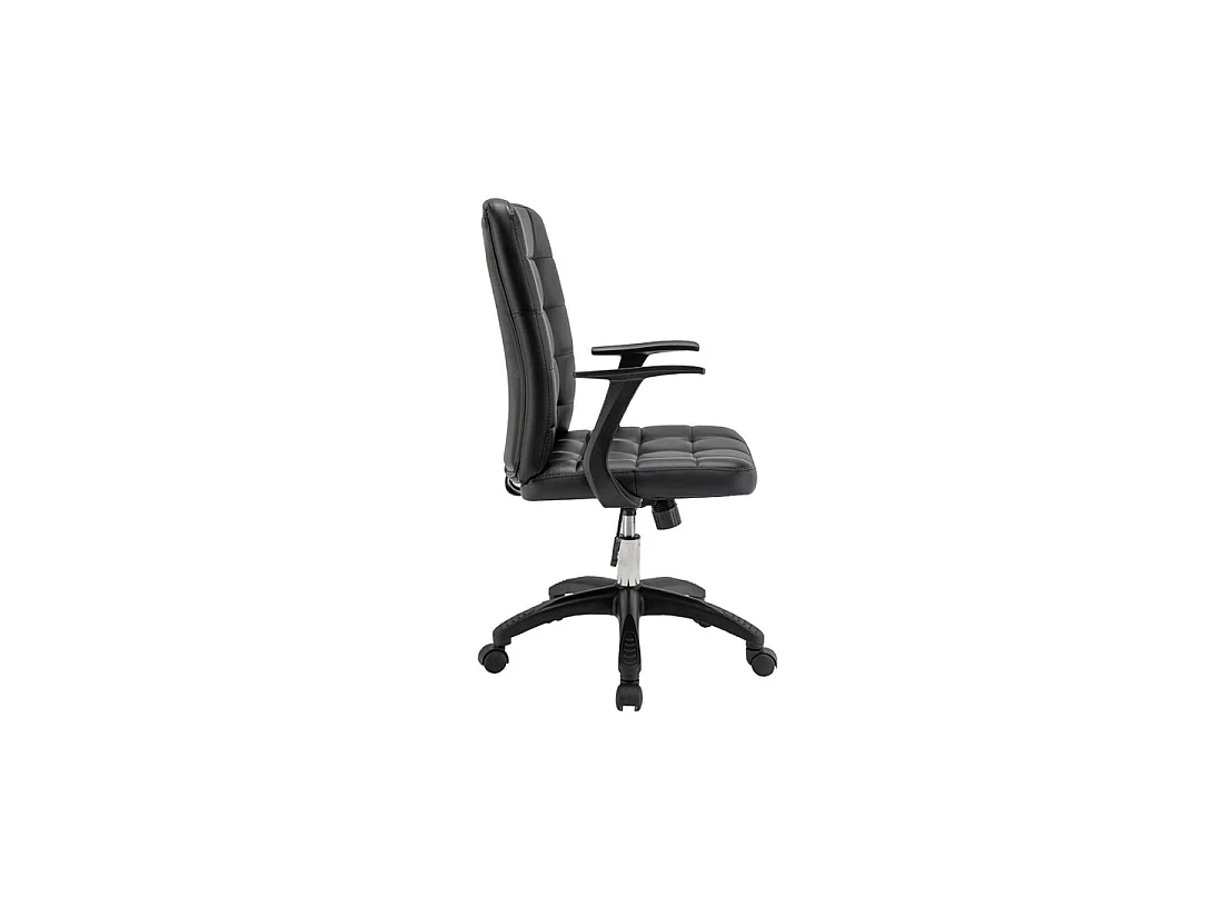Chaise de bureau KARDEN – Tissu noir – Accoudoirs – Pivotante – Pieds métal – Style ergonomique et contemporain