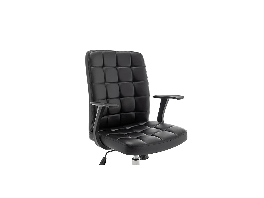 Chaise de bureau KARDEN – Tissu noir – Accoudoirs – Pivotante – Pieds métal – Style ergonomique et contemporain